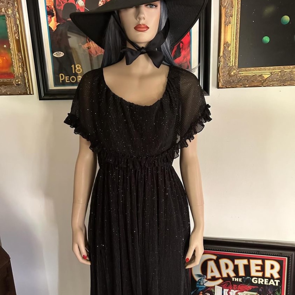 Wax Poetic - VILLANELLE MAXI DRESS IN BLACK SPARKLE PLEATED KNIT